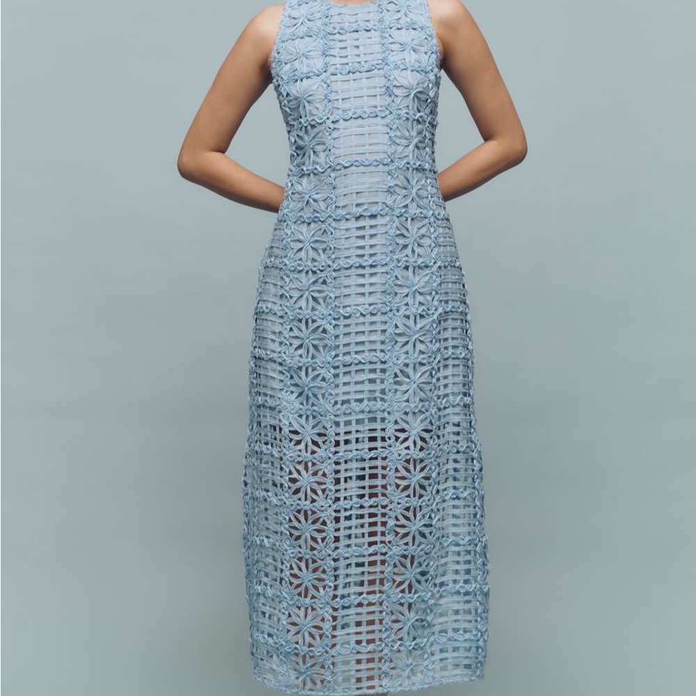 Anthropologie Endless Rose Sleeveless Textured Midi Dress - Blue